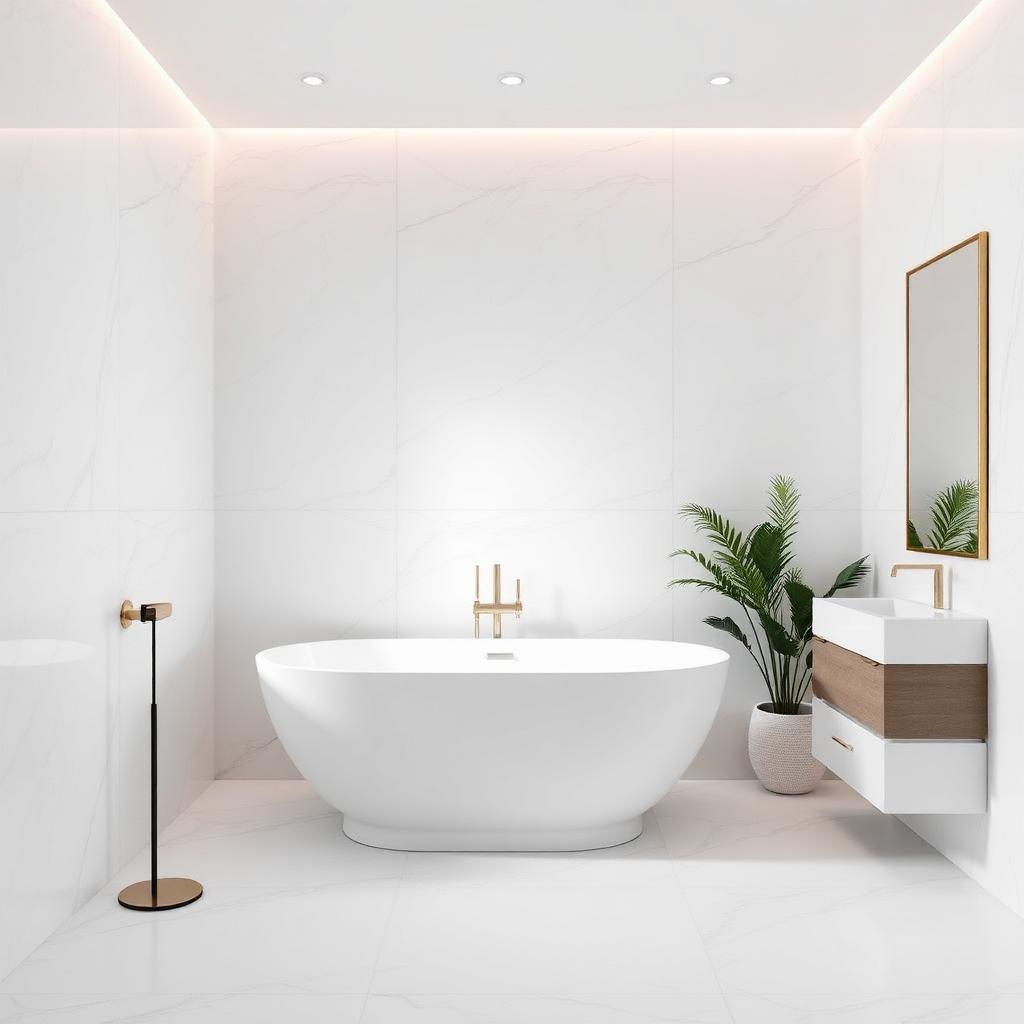 Modern bathroom remodel with walk-in shower and tile work